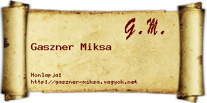 Gaszner Miksa névjegykártya